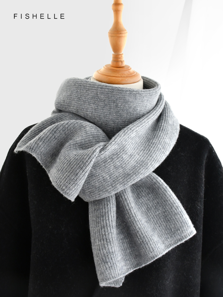 男性と女性のための灰色のモノクロカシミヤスカーフ,ウールスカ - Men Scarf Wool のレビューと価格