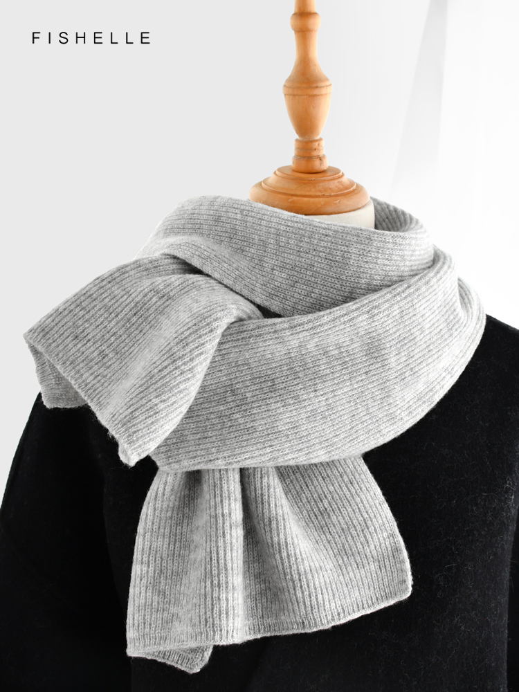 男性と女性のための灰色のモノクロカシミヤスカーフ,ウールスカ - Men Scarf Wool のレビューと価格