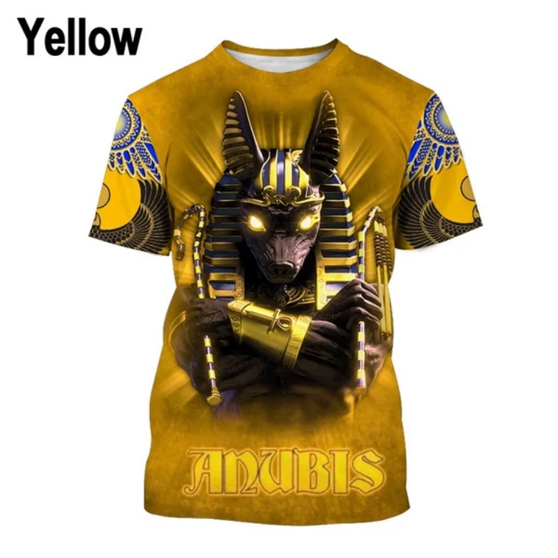 3D プリントファラオアヌビス Tシャツ男性のための古代エジ - Men Fashion Egypt のレビューと価格