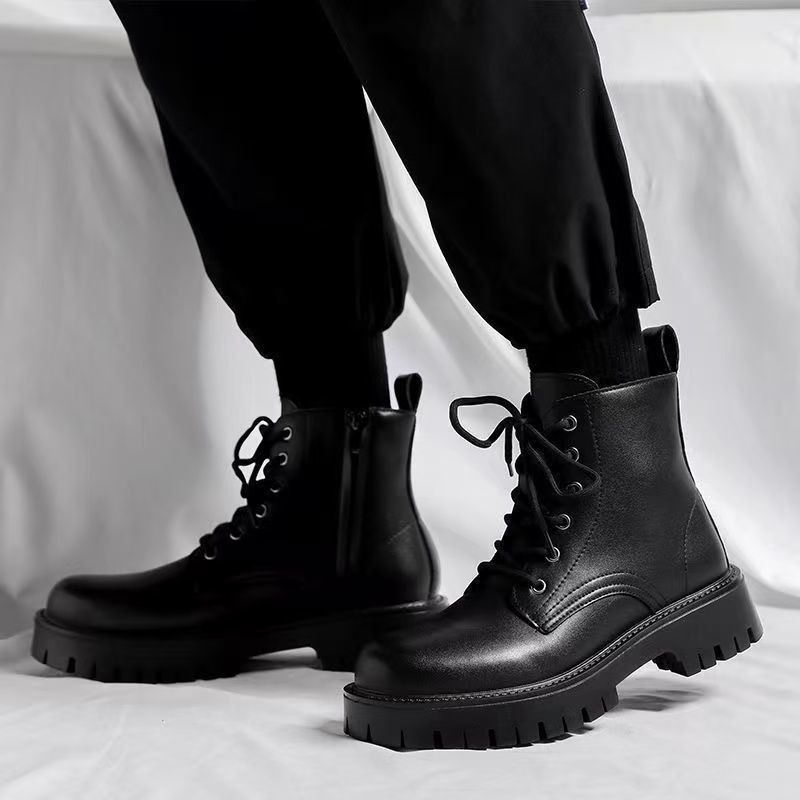 メンズチェルシーブーツ ブリティッシュスタイル ブラックレザ - Chelsea Boots Men のレビューと価格
