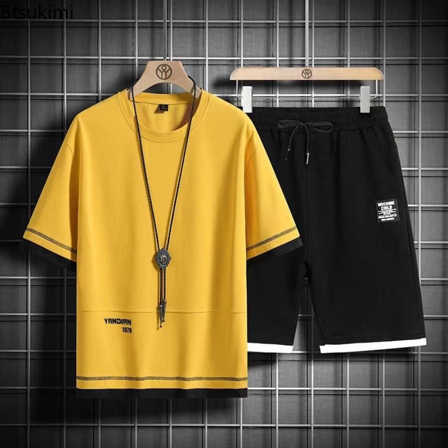 2026年夏メンズファッションカラーブロッキング半袖Tシャツ - Men'S Fashion Color のレビューと価格