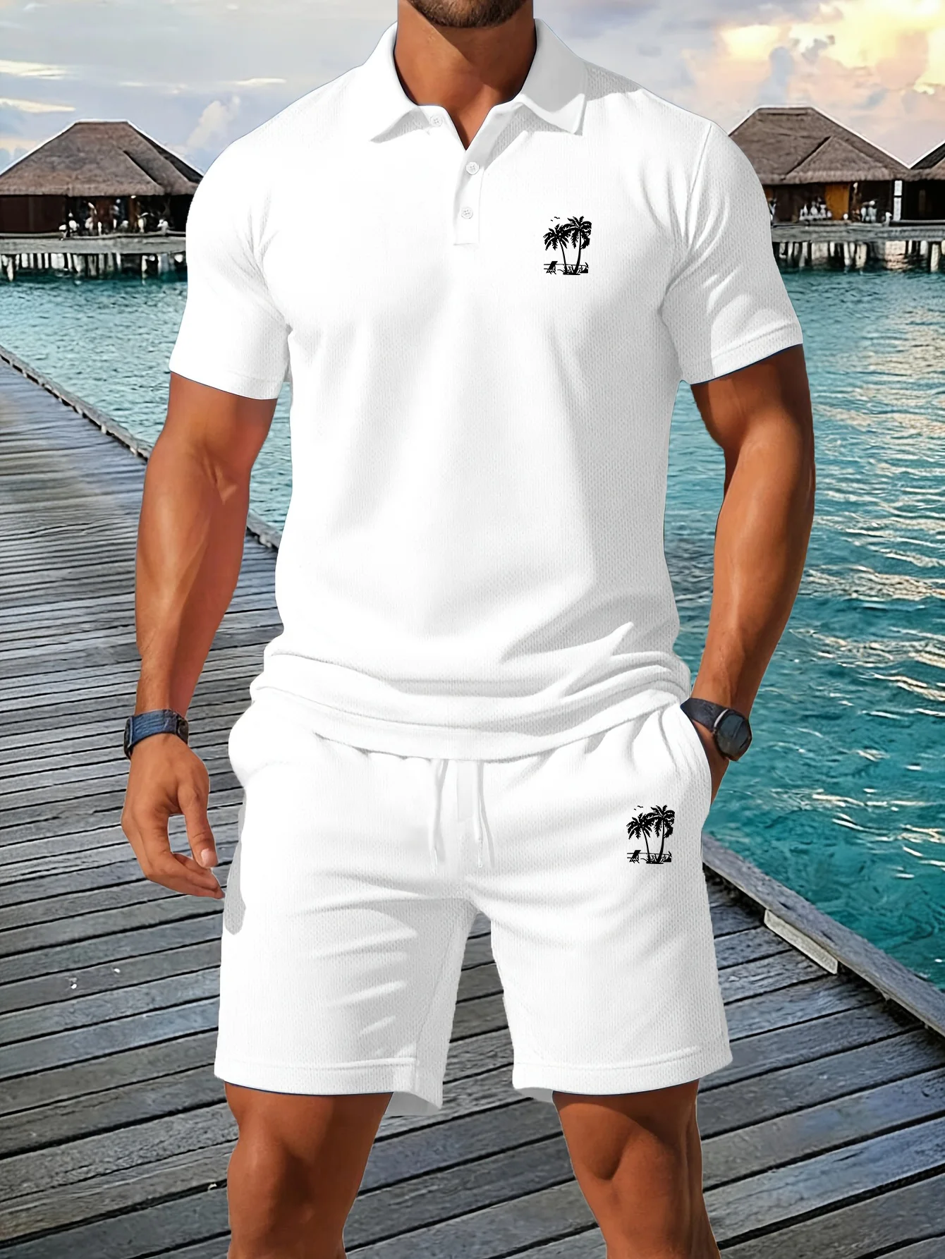 夏の新作メンズポロシャツセット カジュアルスポーティー クー - Men'S Fashion Color のレビューと価格