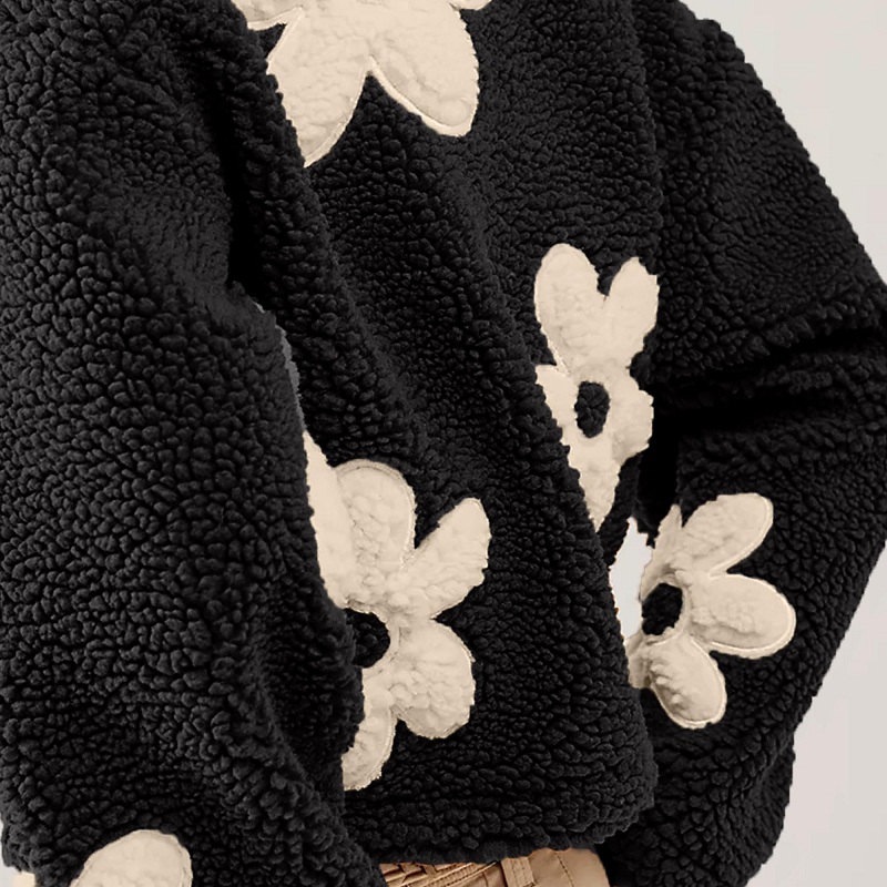女性のスタンドアップカラー長袖コート、暖かいラムウールカーデ - Sherpa Jacket Fleece のレビューと価格