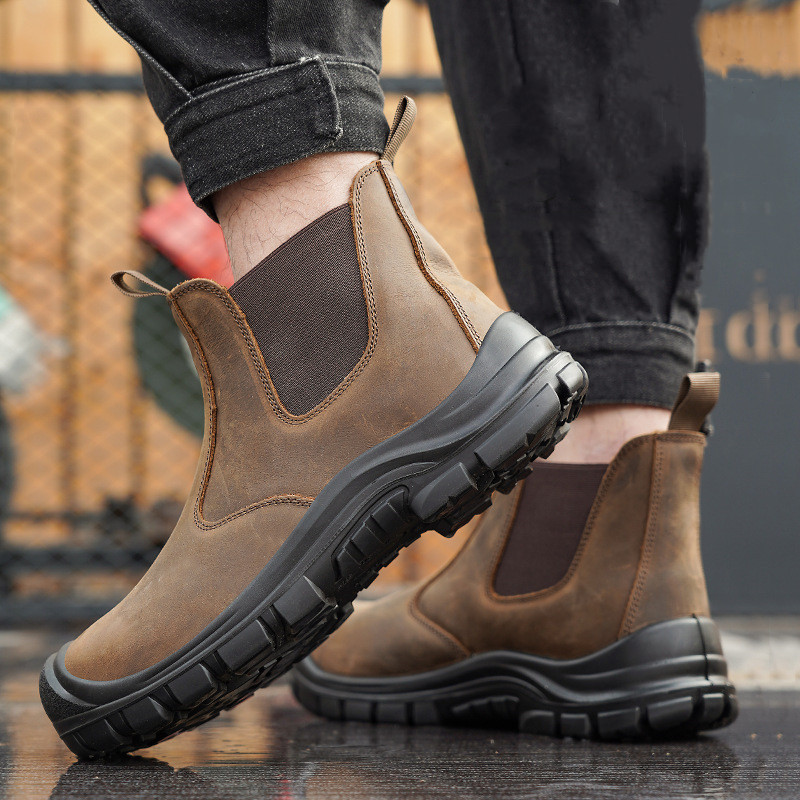 大きいサイズのメンズファッション、スチールトゥカバー付きワー - Chelsea Boots Men のレビューと価格