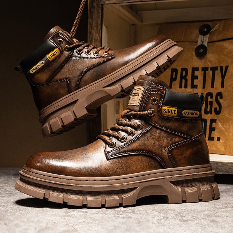 ヴィンテージ メンズ プラットフォーム アンクルブーツ 秋冬 - Chelsea Boots Men のレビューと価格