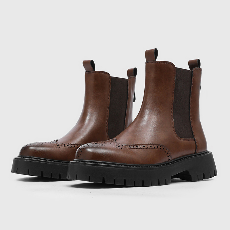 高級メンズチェルシーブーツ、彫刻入りチムニーブーツ、ビジネス - Chelsea Boots Men のレビューと価格