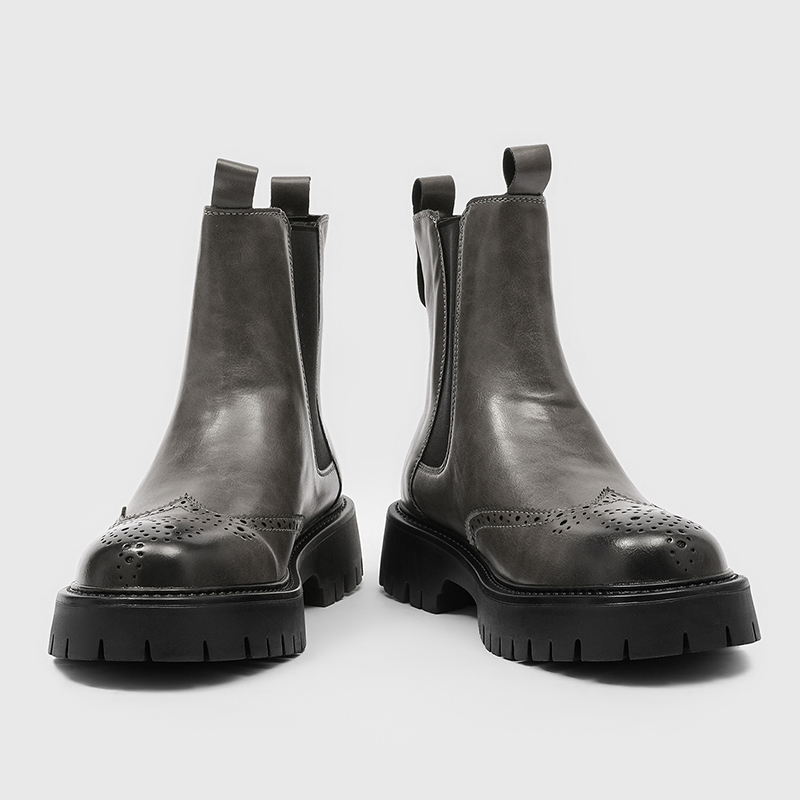 高級メンズチェルシーブーツ、彫刻入りチムニーブーツ、ビジネス - Chelsea Boots Men のレビューと価格
