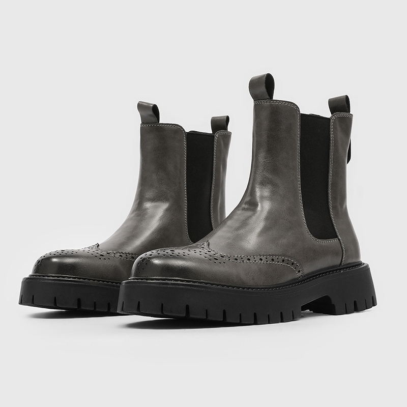 高級メンズチェルシーブーツ、彫刻入りチムニーブーツ、ビジネス - Chelsea Boots Men のレビューと価格