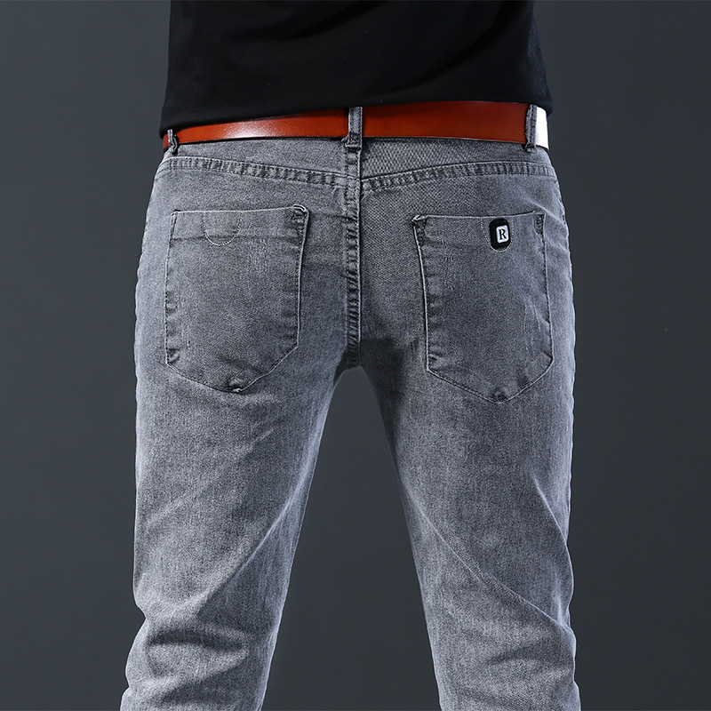 メンズスリム弾性グレージーンズパンツファッション快適通気性メ - Men'S Fashion Grey Jeans のレビューと価格