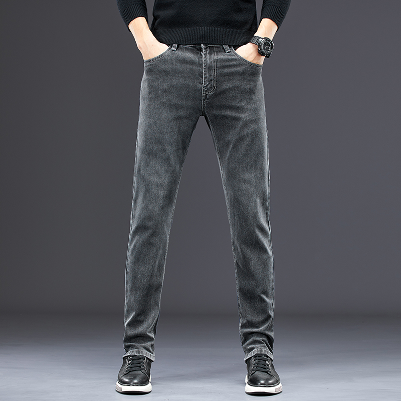 ストレッチデニムジーンズ,カジュアルパンツ,グレー,ストレー - Men'S Fashion Grey Jeans のレビューと価格