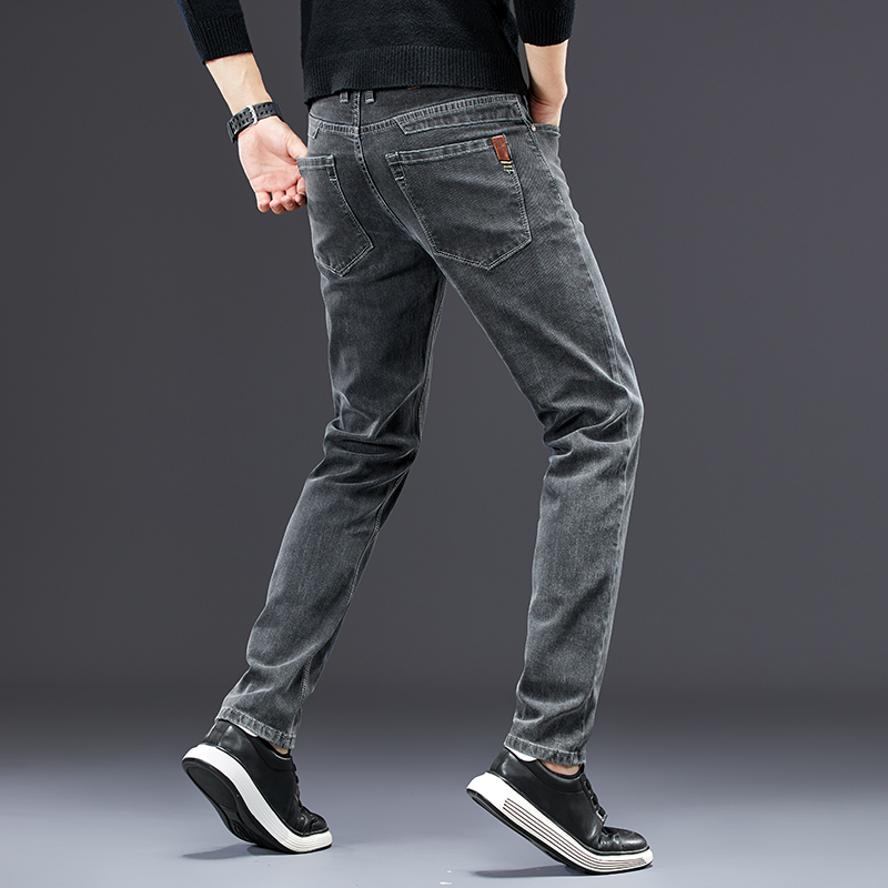 ストレッチデニムジーンズ,カジュアルパンツ,グレー,ストレー - Men'S Fashion Grey Jeans のレビューと価格