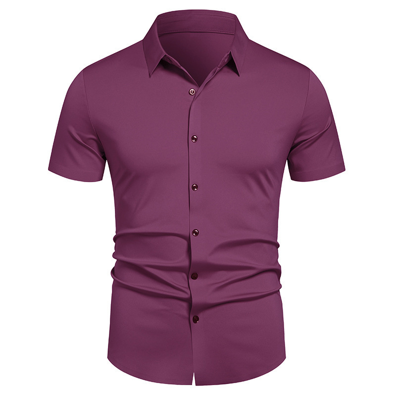 アイロン不要ビジネスシャツメンズ夏無地半袖フォーマルワークシ - Men'S Fashion Color のレビューと価格