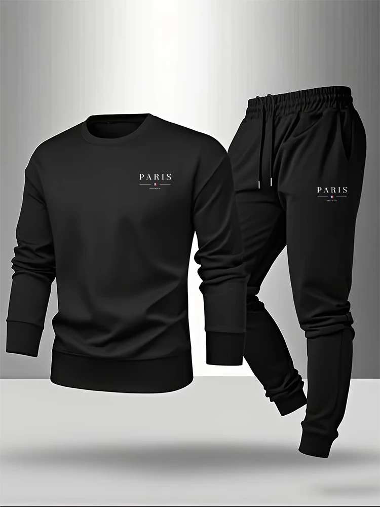 パリプリントメンズセットプルオーバー＆スウェットパンツ秋カジ - Paris Fashion Men のレビューと価格