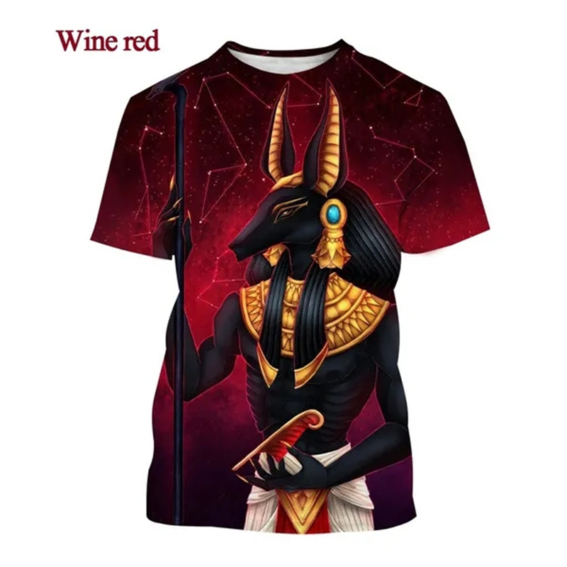 Anubis 3DプリントTシャツ、原宿、ラウンドネック、半 - Men Fashion Egypt のレビューと価格