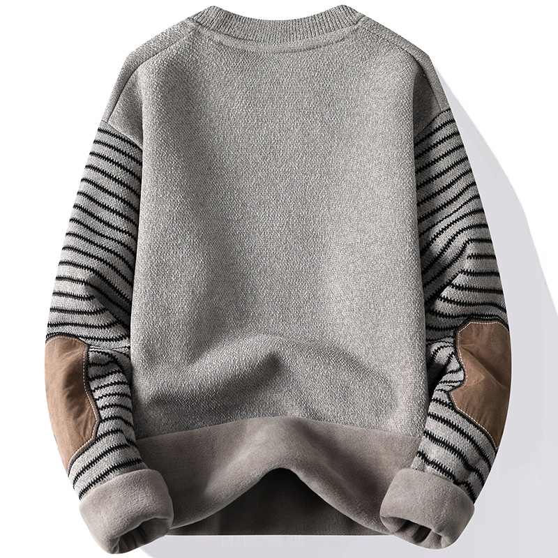 メンズセーターパッチワークラウンドネックプルオーバーフリース - Mens Fashion Mullet のレビューと価格