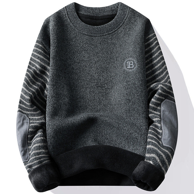 メンズセーターパッチワークラウンドネックプルオーバーフリース - Mens Fashion Mullet のレビューと価格
