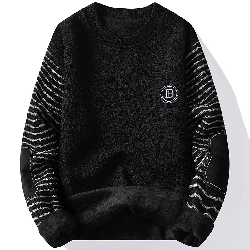 メンズセーターパッチワークラウンドネックプルオーバーフリース - Mens Fashion Mullet のレビューと価格