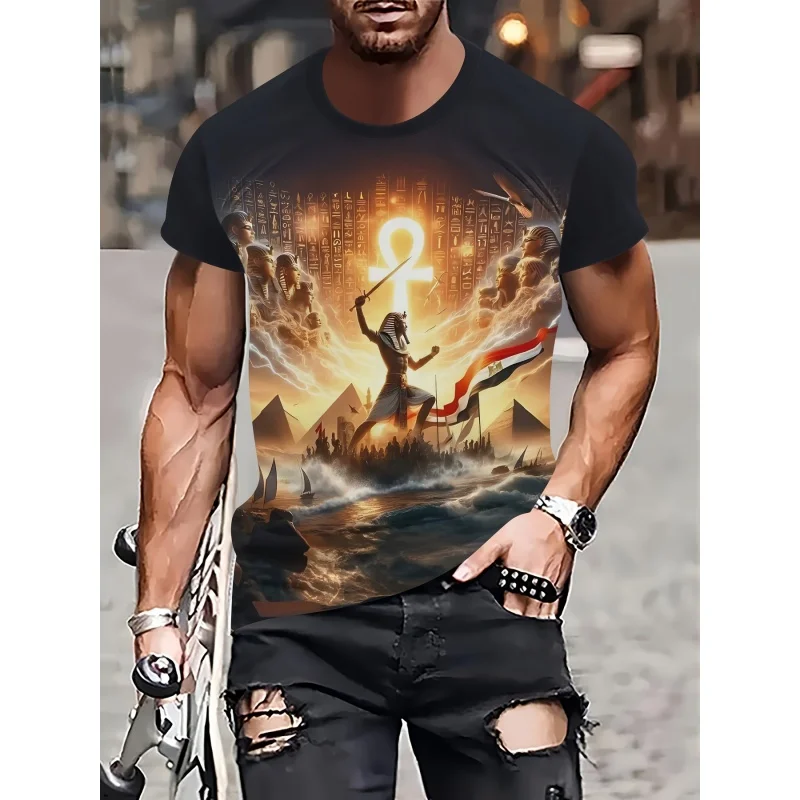 古代エジプトグラフィック Tシャツ男性用クールナイト戦士 3 - Men Fashion Egypt のレビューと価格
