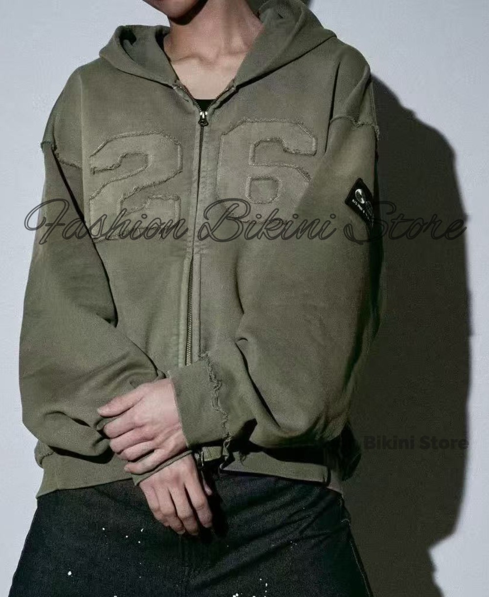 新しいウォッシュドグレーレトロパーカー 3D 刺繍 ARIR - Mens Fashion Zip Up のレビューと価格