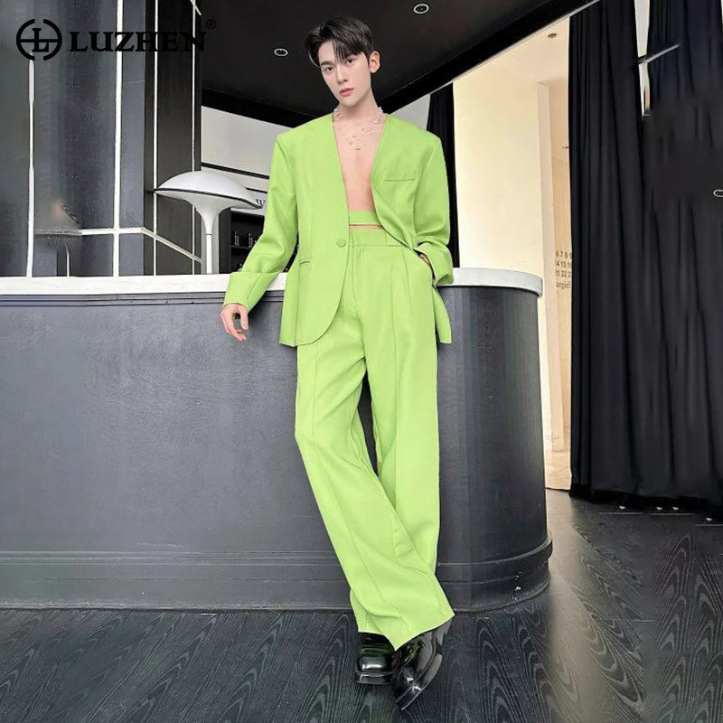 LUZHEN 2026 春の新無地ツーピースセットメンズファ - Men'S Fashion Color のレビューと価格