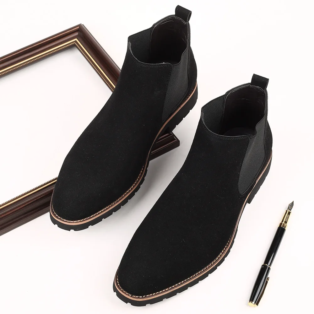 メンズアンクルブーツ、ブリティッシュスタイル、スエードレザー - Chelsea Boots Men のレビューと価格