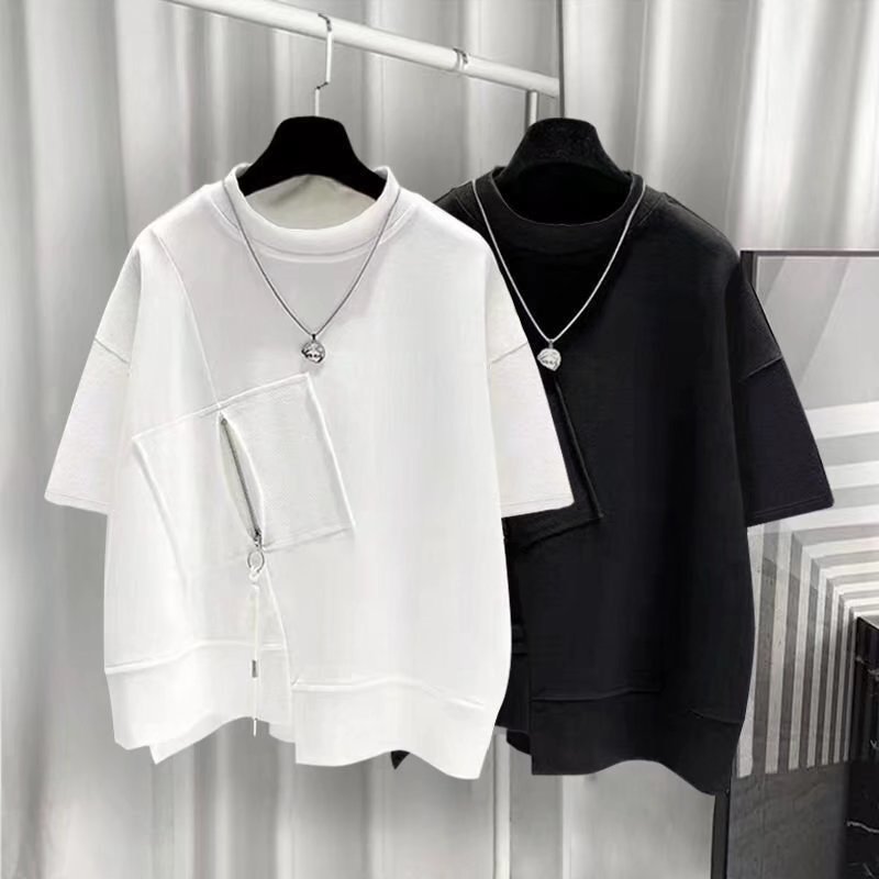 QICHE メンズ ポケットジップ スプライシング 半袖Tシ - Mens Fashion Quarter Zip のレビューと価格