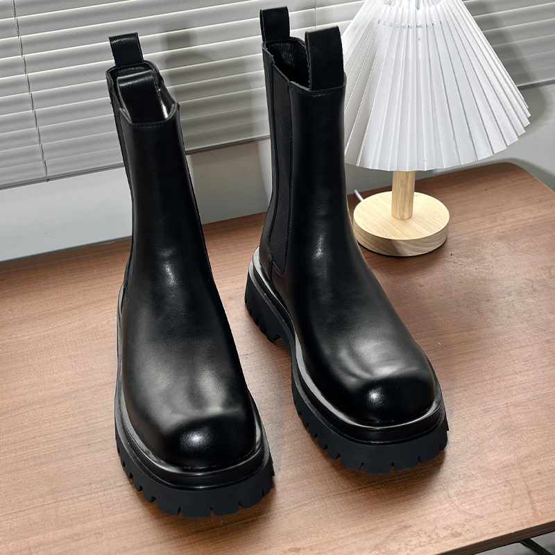 冬用ビジネスメンズハイカットチェルシーブーツ ブラック ブリ - Chelsea Boots Men のレビューと価格