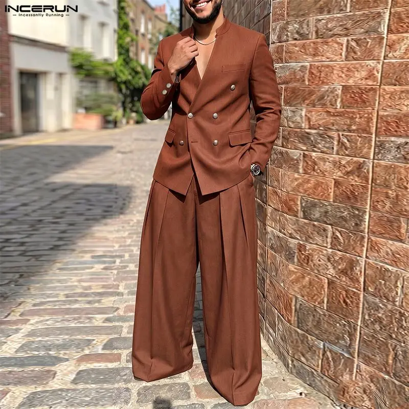 INCERUN メンズセットアップ 無地 Vネック 長袖 ブ - Men'S Fashion Color のレビューと価格