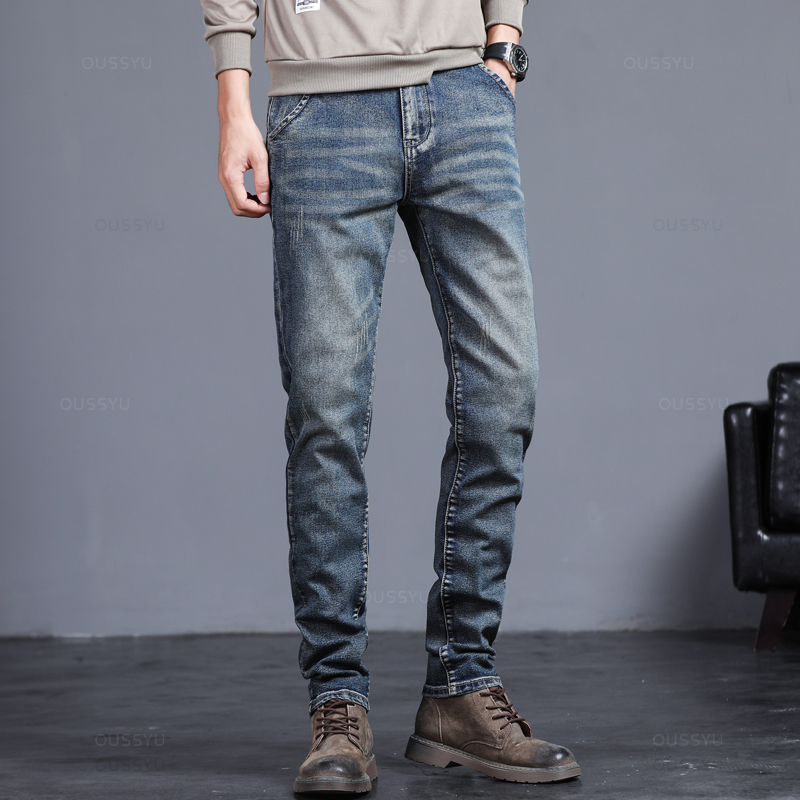 ヴィンテージブルースリムジーンズ,クラシック,カジュアル,ス - Men'S Fashion Grey Jeans のレビューと価格