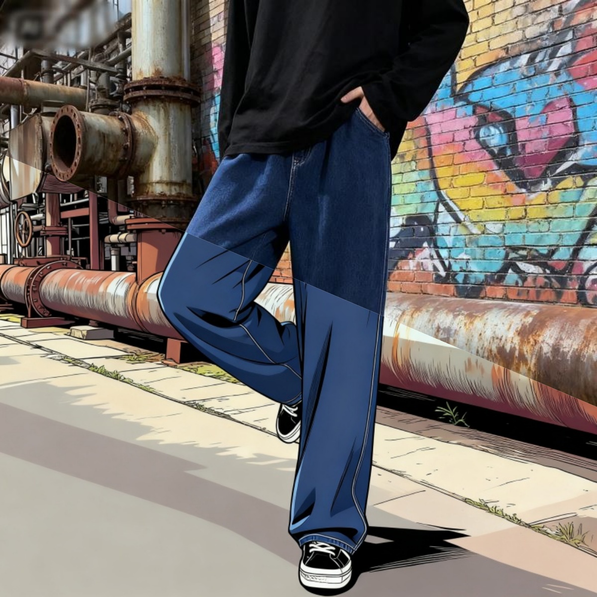 韓国スタイルストリートウェア新ファッションだぶだぶカジュアル - Men'S Fashion Grey Jeans のレビューと価格