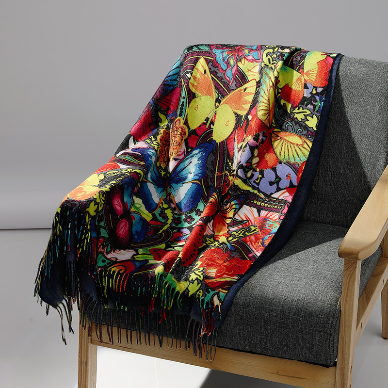 高級ブランド油絵カシミヤスカーフ女性のための暖かい冬パシュミ - Men Scarf Wool のレビューと価格