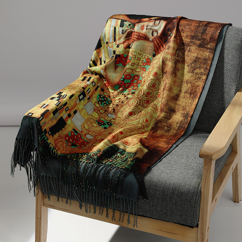 高級ブランド油絵カシミヤスカーフ女性のための暖かい冬パシュミ - Men Scarf Wool のレビューと価格