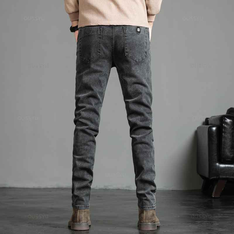 秋冬綿メンズクラシックファッショングレージーンズカジュアルス - Men'S Fashion Grey Jeans のレビューと価格
