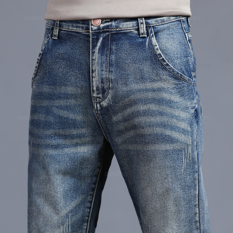 秋冬綿メンズクラシックファッショングレージーンズカジュアルス - Men'S Fashion Grey Jeans のレビューと価格