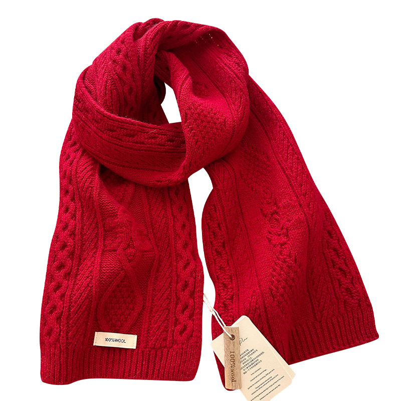 高級 100% ウールスカーフ女性メンズ厚いケーブルニットラ - Men Scarf Wool のレビューと価格