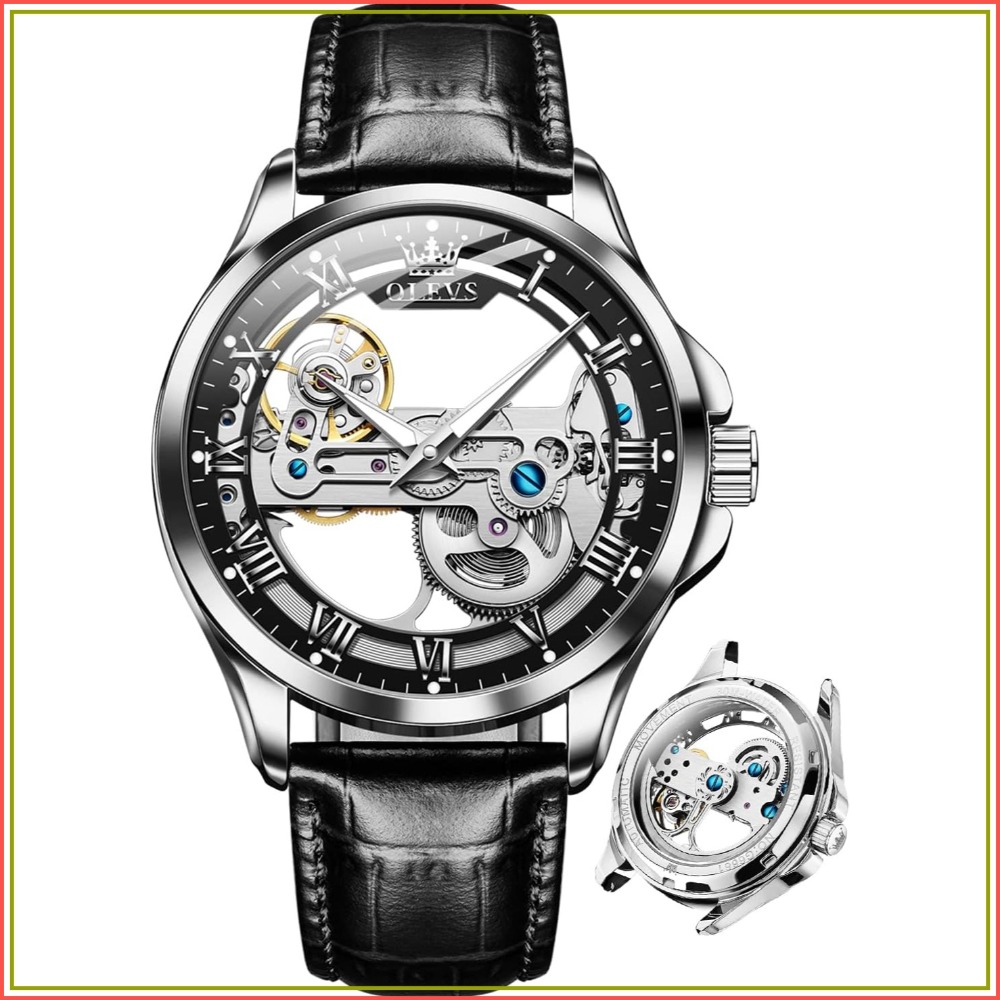 自動巻きスケルトン腕時計 メンズ - 機械式自動巻き、レザー - Mens Fashion Style Images のレビューと価格