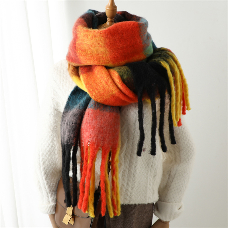 新作秋冬グリッドスカーフ 女性用 240*38cm 男性用  - Men Scarf Wool のレビューと価格