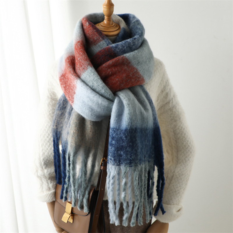新作秋冬グリッドスカーフ 女性用 240*38cm 男性用  - Men Scarf Wool のレビューと価格