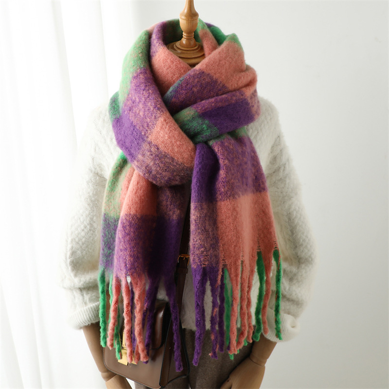 新作秋冬グリッドスカーフ 女性用 240*38cm 男性用  - Men Scarf Wool のレビューと価格