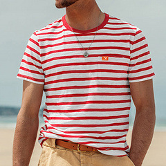 夏の最新メンズ半袖ファッションカジュアルストライプトップメン - Men'S Fashion Names のレビューと価格