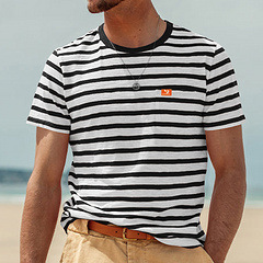 夏の最新メンズ半袖ファッションカジュアルストライプトップメン - Men'S Fashion Names のレビューと価格