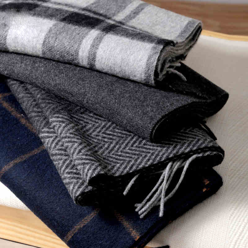 パシュミナスカーフ男性冬ストリップ固体チェック柄ウールスカー - Men Scarf Wool のレビューと価格