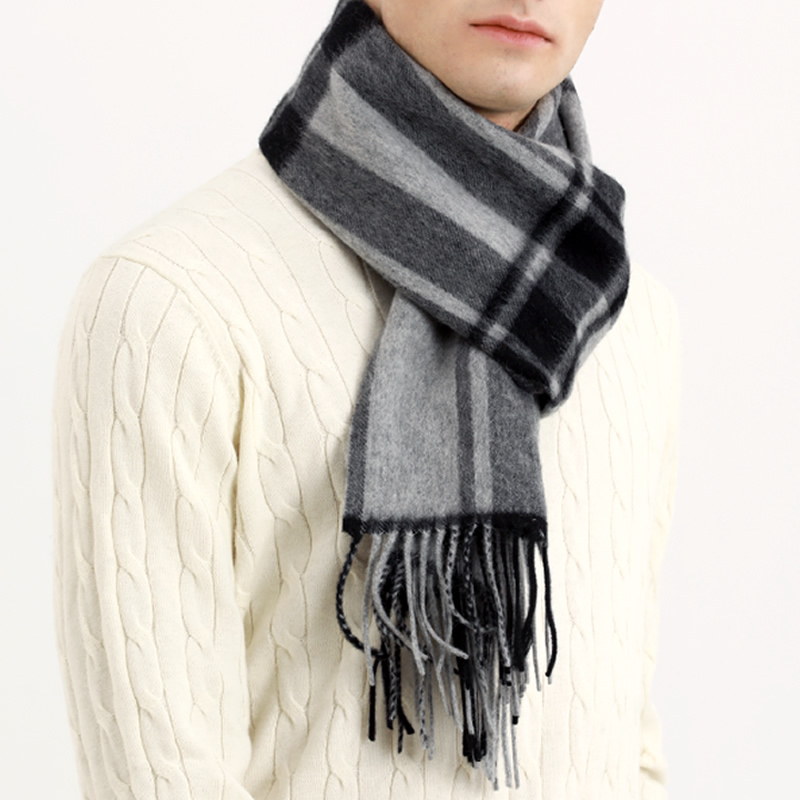 パシュミナスカーフ男性冬ストリップ固体チェック柄ウールスカー - Men Scarf Wool のレビューと価格