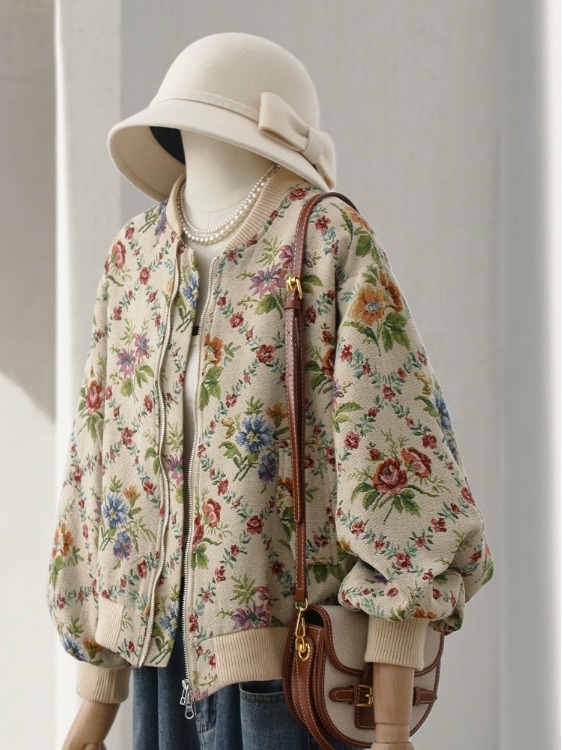 レトロな雰囲気の油絵刺繍ジャケット野球スタイルのアウターウェ - Sherpa Jacket Fleece のレビューと価格