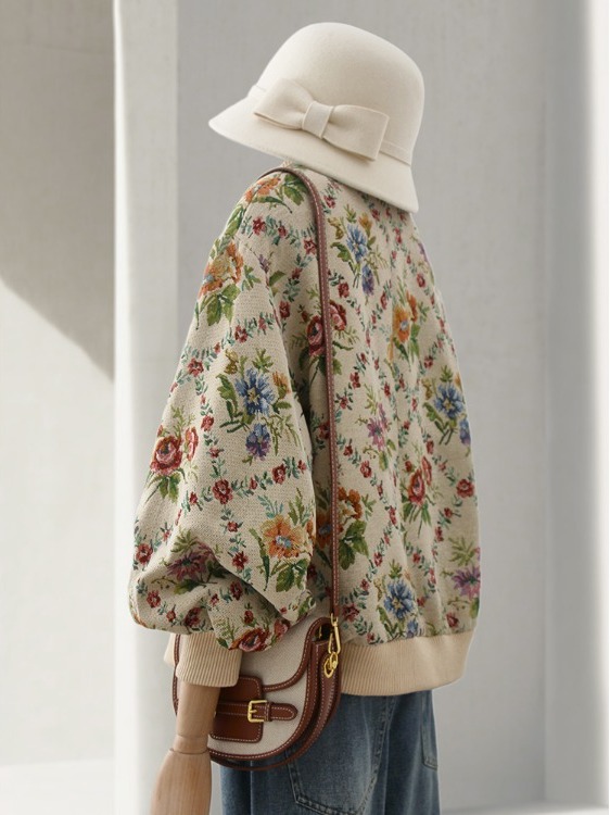 レトロな雰囲気の油絵刺繍ジャケット野球スタイルのアウターウェ - Sherpa Jacket Fleece のレビューと価格