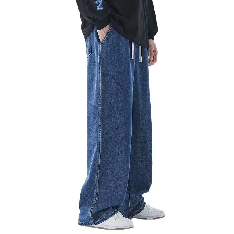 韓国ファッションメンズバギージーンズ伸縮性ウエストクラシック - Men'S Fashion Grey Jeans のレビューと価格