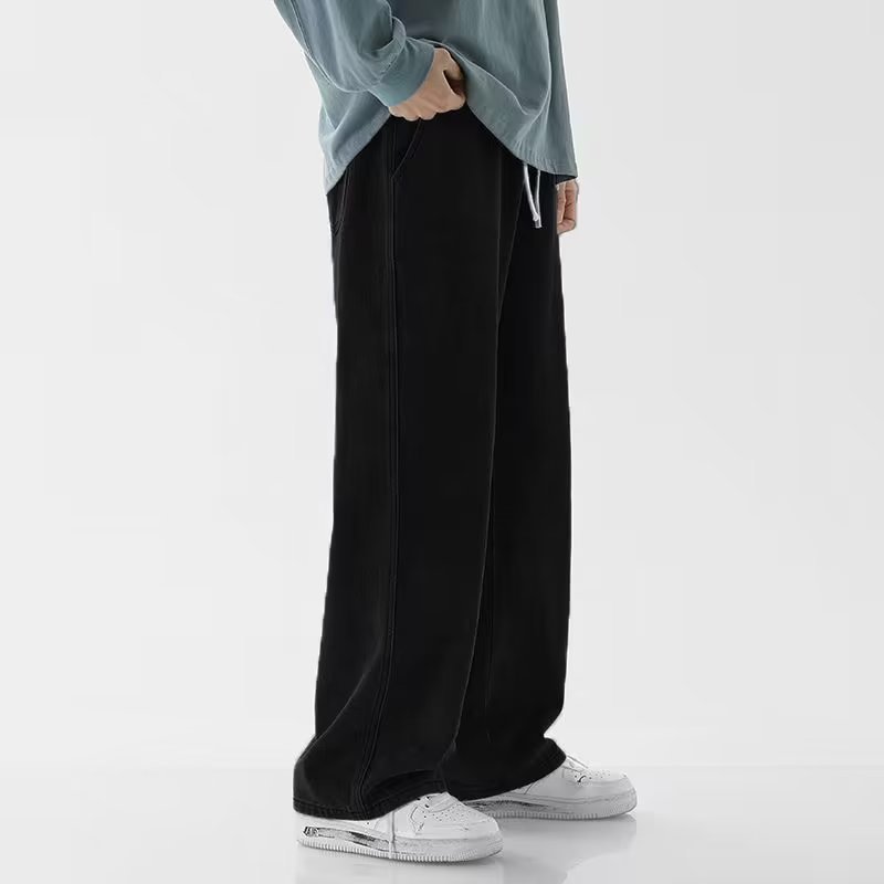 韓国ファッションメンズバギージーンズ伸縮性ウエストクラシック - Men'S Fashion Grey Jeans のレビューと価格