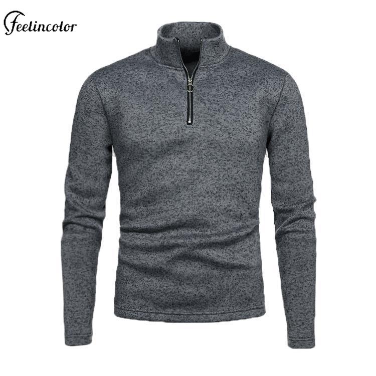 男性ヘザーグレークォータージップタートルネックスウェットシャ - Mens Fashion Quarter Zip のレビューと価格